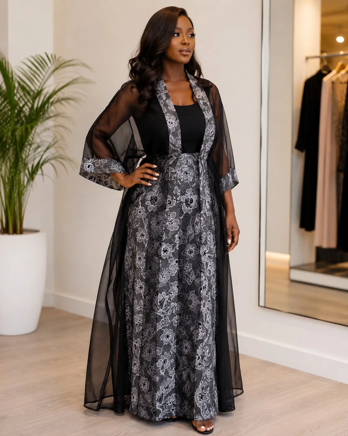 Black & Silver Ankara Gown by Da Estol Creative