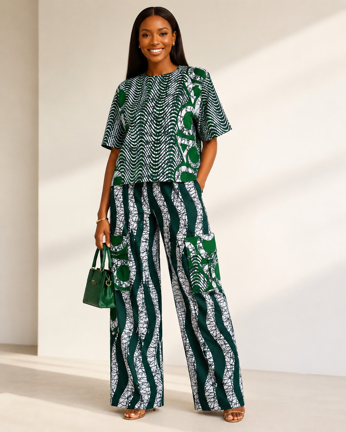Green Statement Trousers by Da Estol Creative