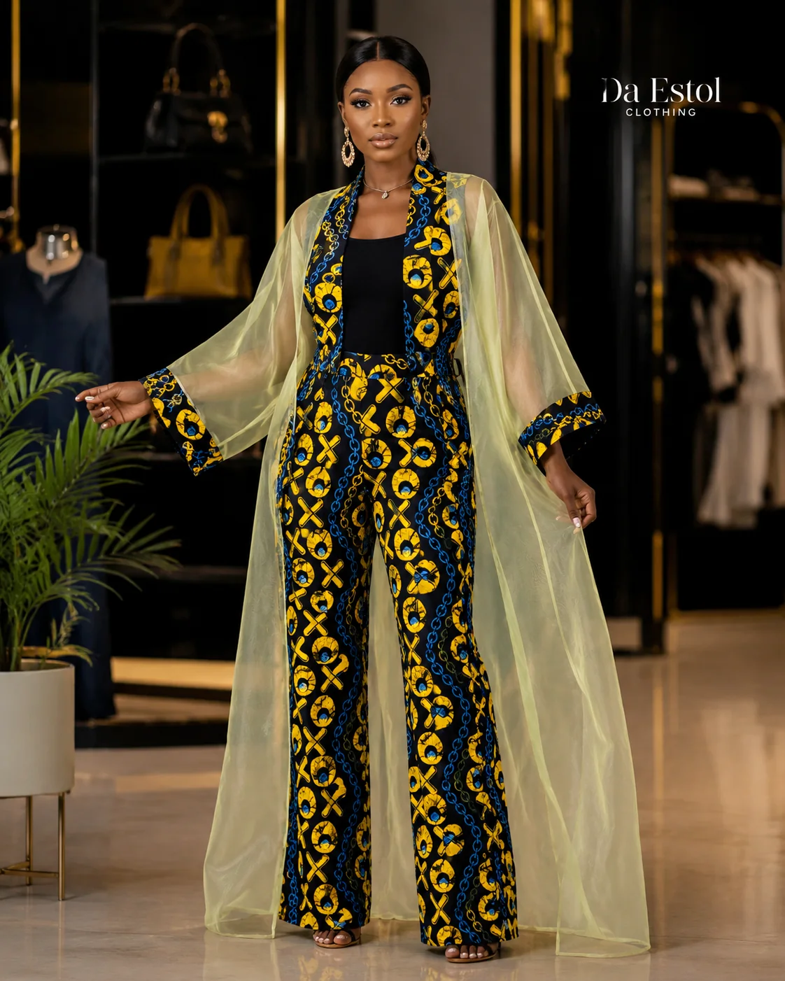 Lime Veil Kimono Trouser Set by Da Estol Creative