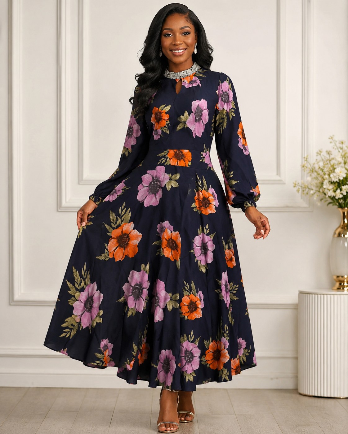 Midnight Bloom Maxi Dress by Da Estol Creative
