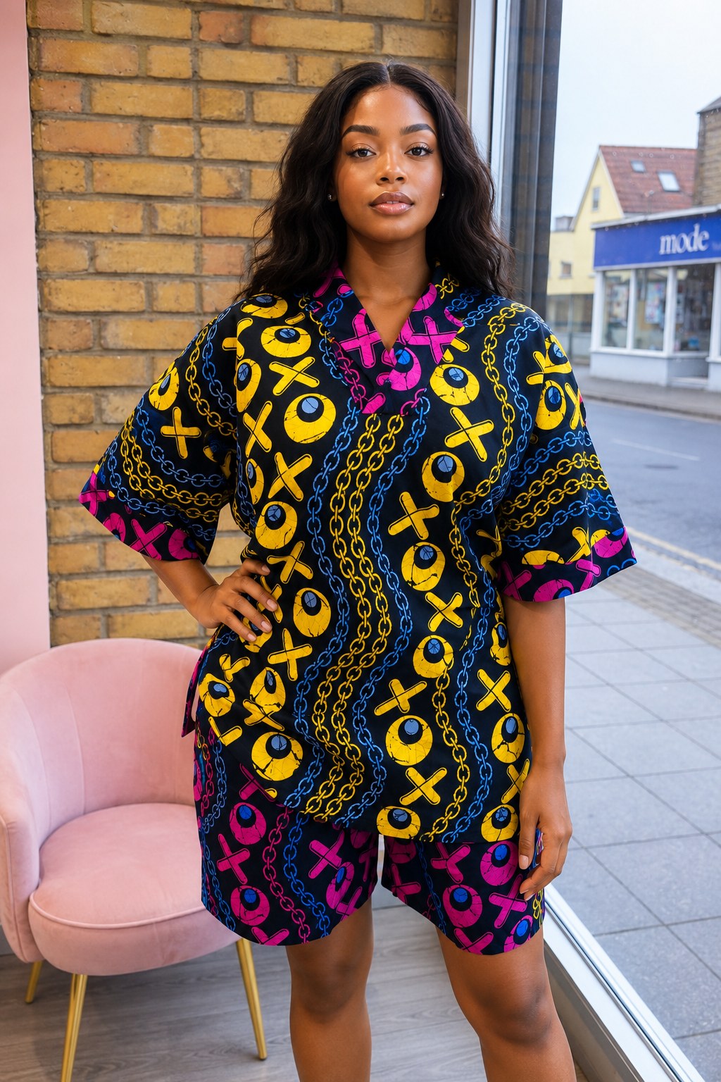 Pop Chain Print Shorts Set by Da Estol Creative