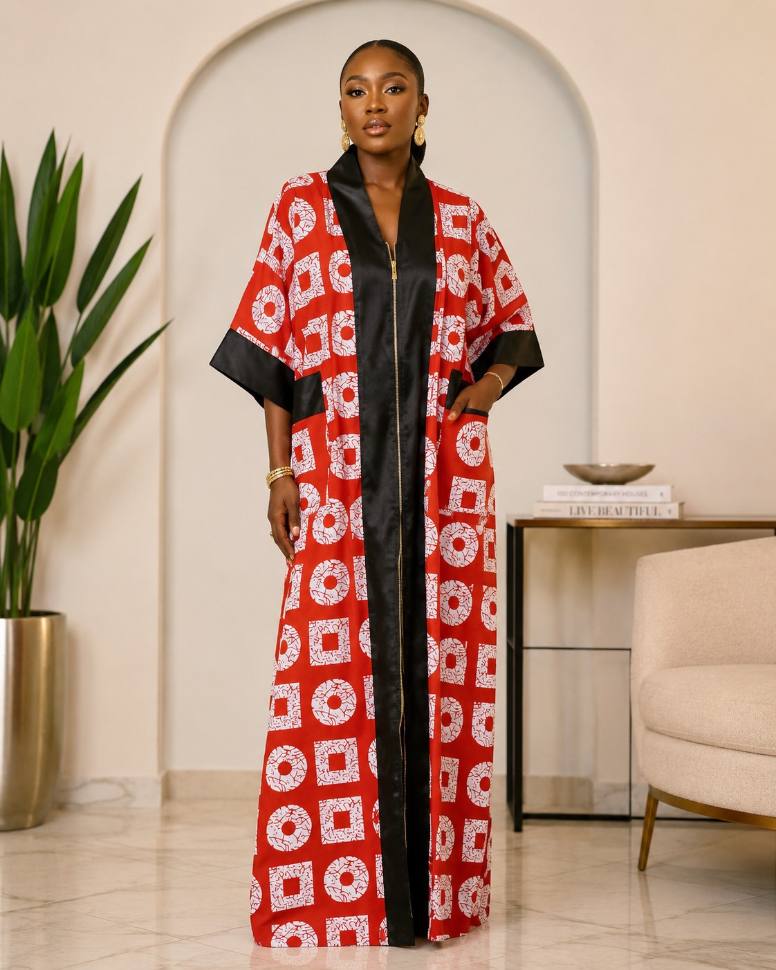 Red Statement Kaftan by Da Estol Creative