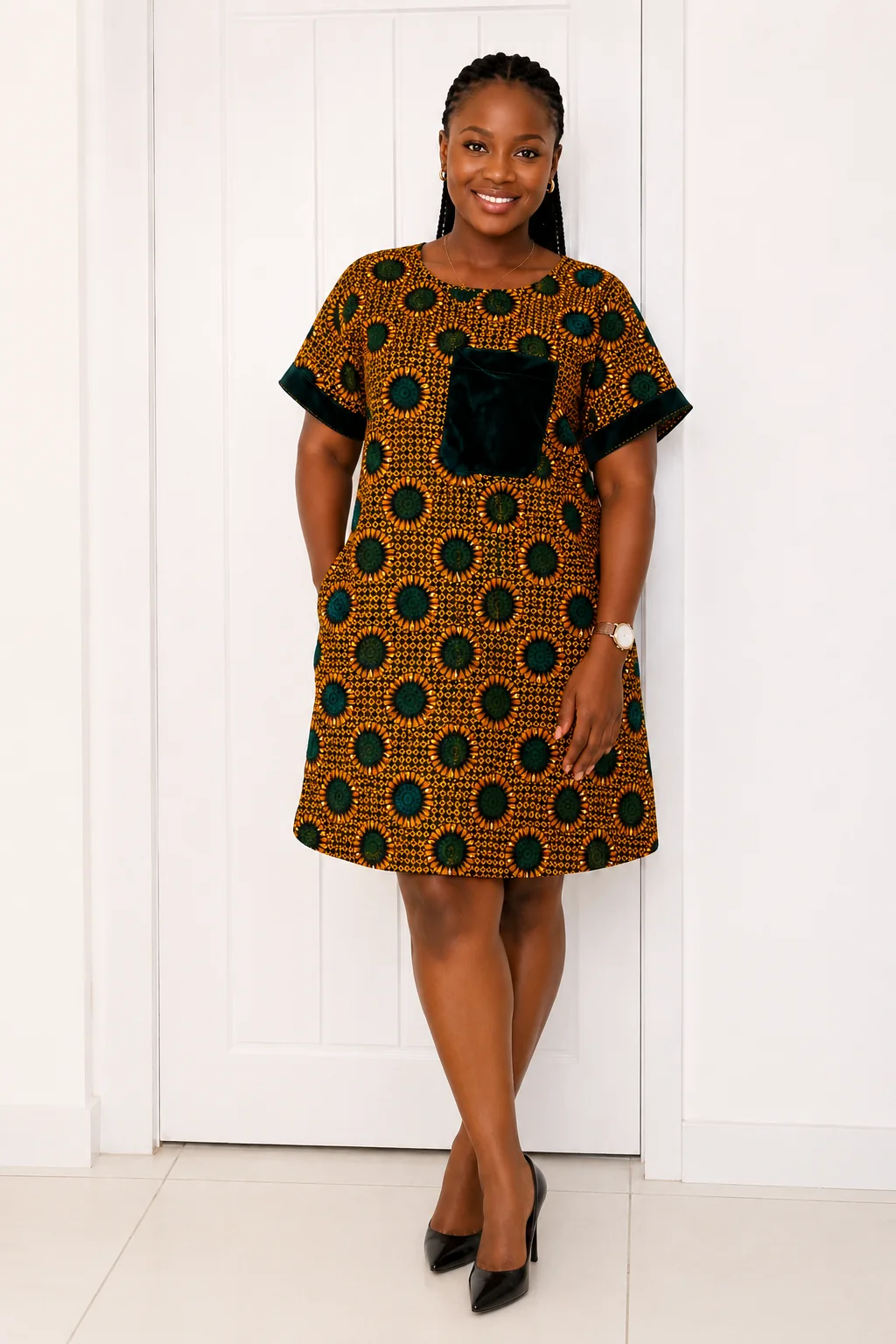Sunflower Velvet Pocket Dress by Da Estol Creative